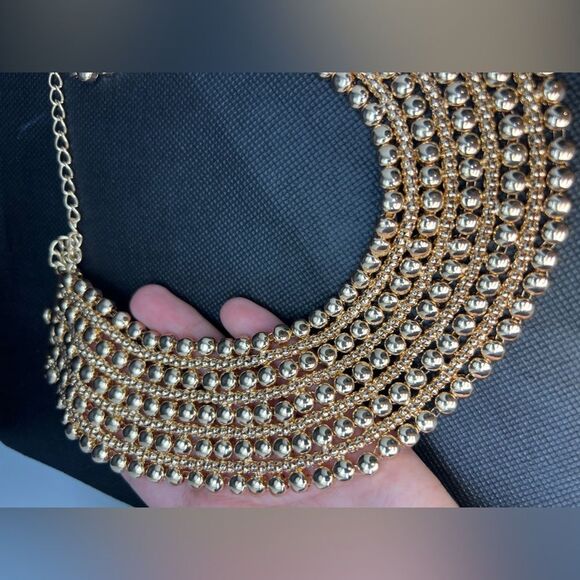 Zara Bold Multilayered Gold Chocker Necklace - Picture 8 of 14